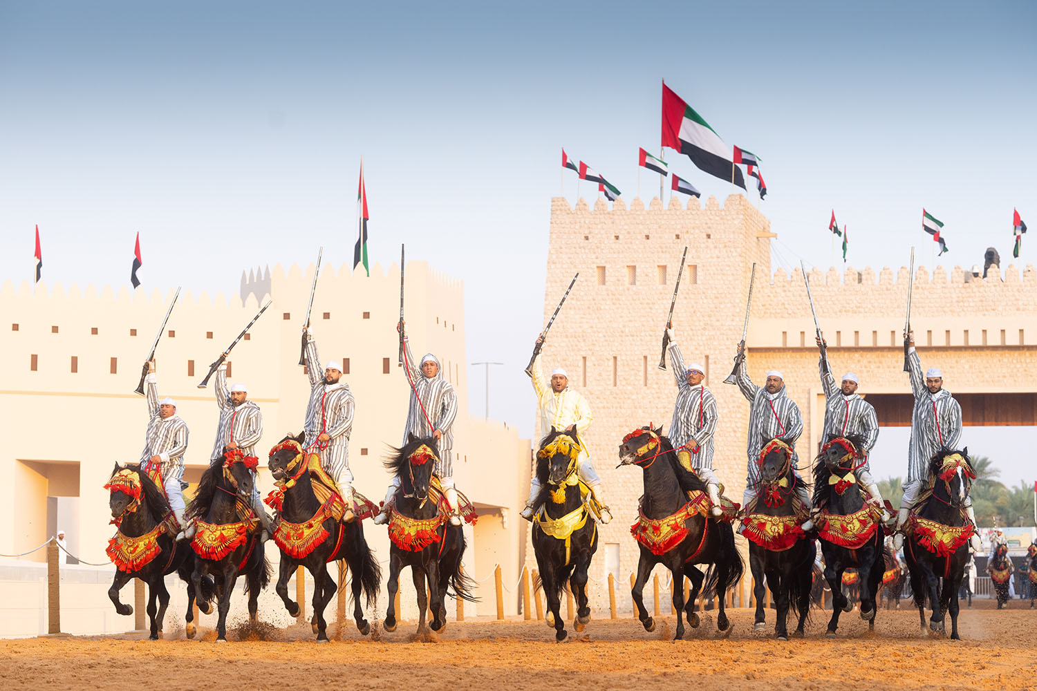 al-wathba-tribal-parade-black-horses-charge-2023
