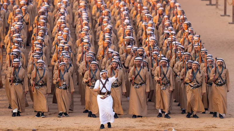 al-wathba-tribal-parade-marching-rifle-formation-2024